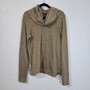 Free People Beach Cowl Neck Long Sleeve Slub Knit Top Tan M